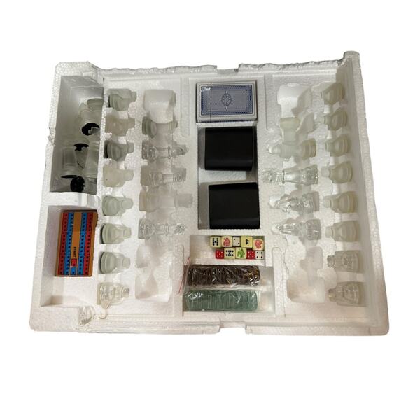 Bealls Palais Royal Stage 7 In 1 Crystal Glass Game Set Chess Cards Backgammon - Picture 10 of 10